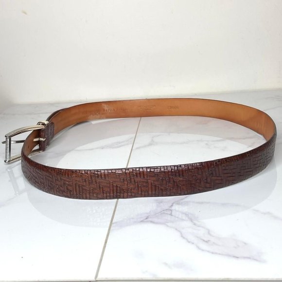 MARTIN DINGMAN Brown Treccia Alligator Embossed Calfskin & Silver Belt 95 38 - Picture 4 of 11